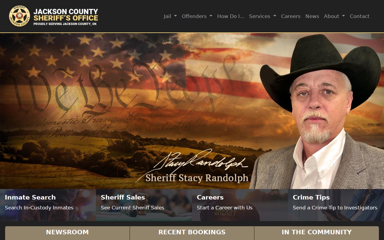 Official Jackson County Sheriff page identifying the county law-enforcement office